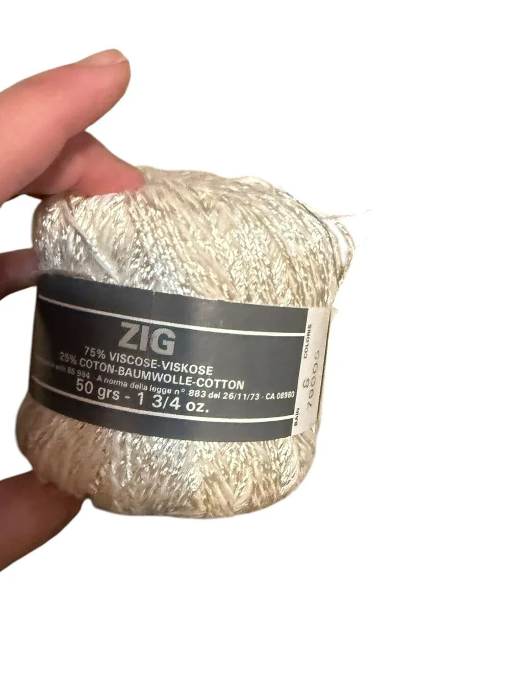 Georges Picaud ZIG Yarn 75% Viscose 28% Cotton 50g Skein